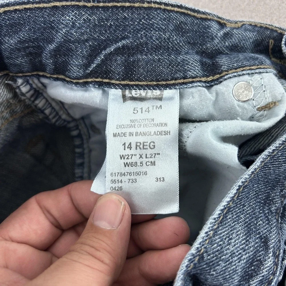 Levis 514 Jeans‎ Youth 14 Regular 27x27 Blue Medium Wash Straight Cotton Denim
